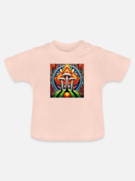 Mushroom comic - Baby Bio-T-Shirt mit Rundhals - Kristallrosa