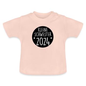 Kleine Schwester 2024 - Baby Bio-T-Shirt mit Rundhals - Kristallrosa - Vorne
