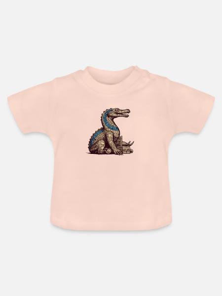 Ägyptisches Krokodil Nr. 2 - Baby Bio-T-Shirt mit Rundhals - Kristallrosa