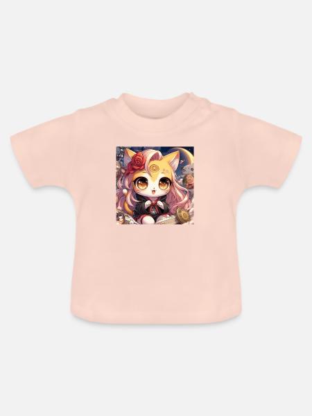 Fröhliches Kätzchen - Baby Bio-T-Shirt mit Rundhals - Kristallrosa