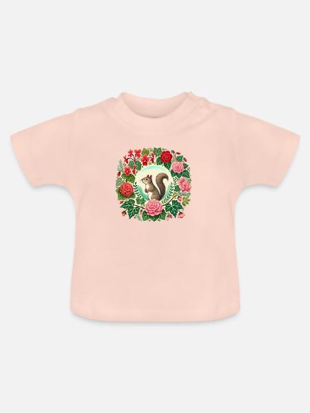 Niedliches Eichhörnchen - Baby Bio-T-Shirt mit Rundhals - Kristallrosa