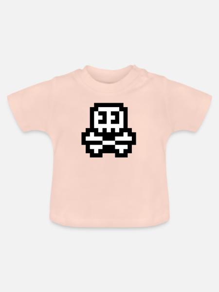 8bit cute skull - Baby Bio-T-Shirt mit Rundhals - Kristallrosa