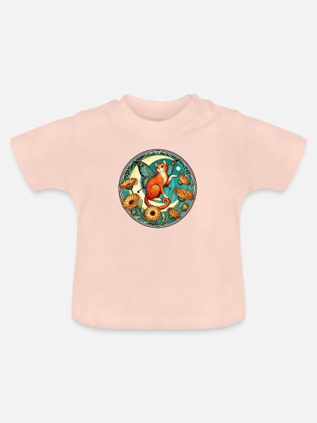 Ingwer Katze Fee - Baby Bio-T-Shirt mit Rundhals - Kristallrosa