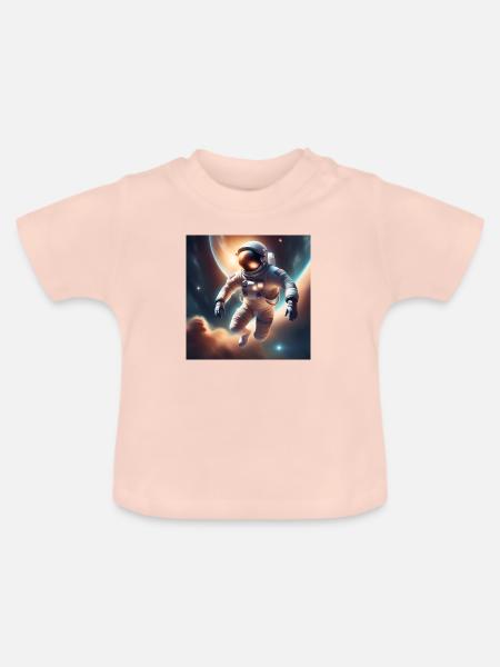Astronaut im Weltall - Baby Bio-T-Shirt mit Rundhals - Kristallrosa