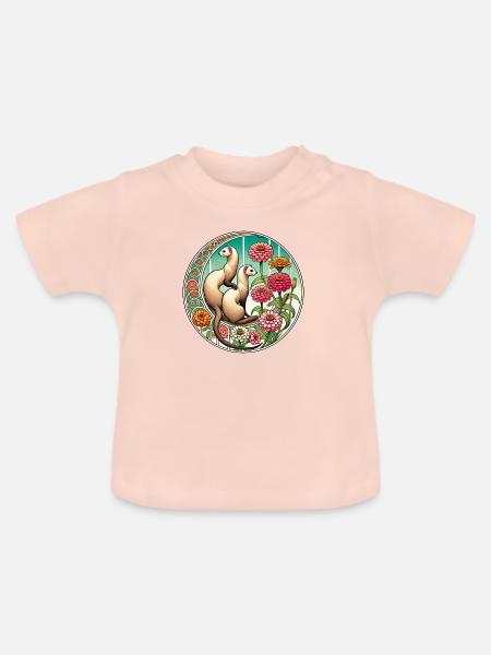Frettchen - Baby Bio-T-Shirt mit Rundhals - Kristallrosa