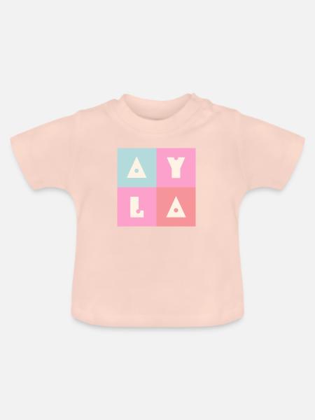 Ayla Baby Name Mädchen pink - Baby Bio-T-Shirt mit Rundhals - Kristallrosa