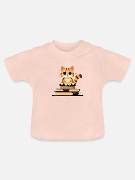 Bücherkatze - Baby Bio-T-Shirt mit Rundhals - Kristallrosa