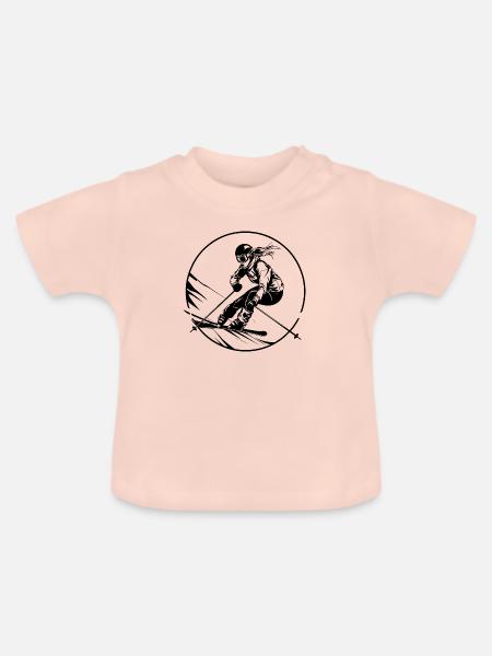 Ski Fahren Skiing Frau - Baby Bio-T-Shirt mit Rundhals - Kristallrosa