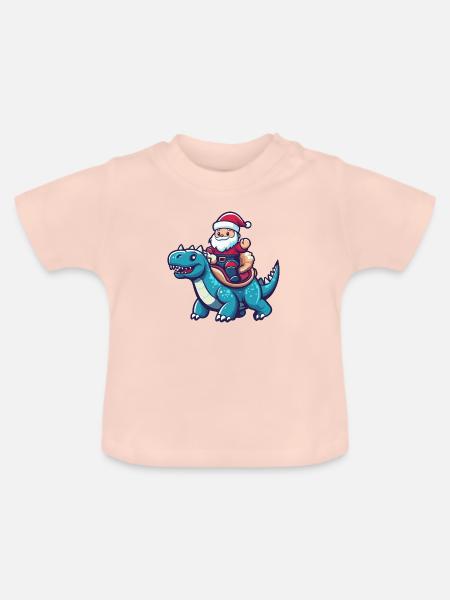Dinosaurier stegosaurus Weihnachtsmann - Baby Bio-T-Shirt mit Rundhals - Kristallrosa