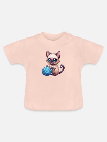 katze mit wolle - Baby Bio-T-Shirt mit Rundhals - Kristallrosa