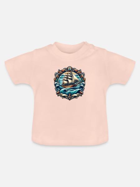 Segelschiff Logo - Baby Bio-T-Shirt mit Rundhals - Kristallrosa