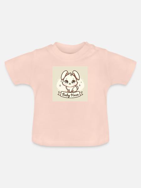 Süßes Häschen Comic - Baby Bio-T-Shirt mit Rundhals - Kristallrosa