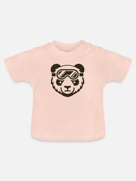 Pandabär Skibrille - Baby Bio-T-Shirt mit Rundhals - Kristallrosa