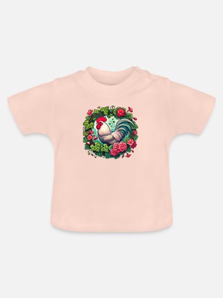 Hahn - Baby Bio-T-Shirt mit Rundhals - Kristallrosa