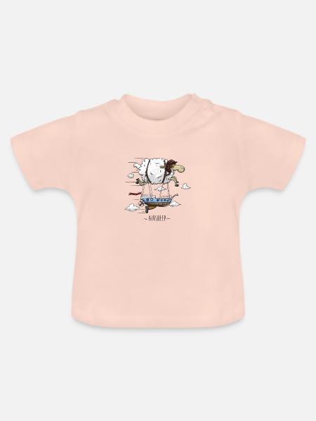 Luftschiff Fliegende Schafe - Baby Bio-T-Shirt mit Rundhals - Kristallrosa