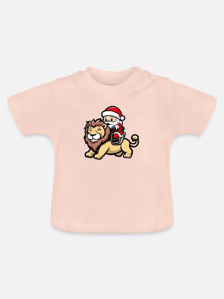Löwe Weihnachtsmann - Baby Bio-T-Shirt mit Rundhals - Kristallrosa