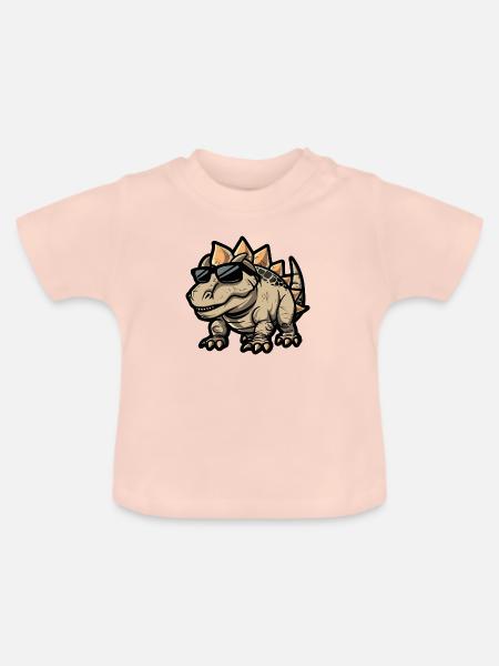 Dinosaurier stegosaurus Tier - Baby Bio-T-Shirt mit Rundhals - Kristallrosa