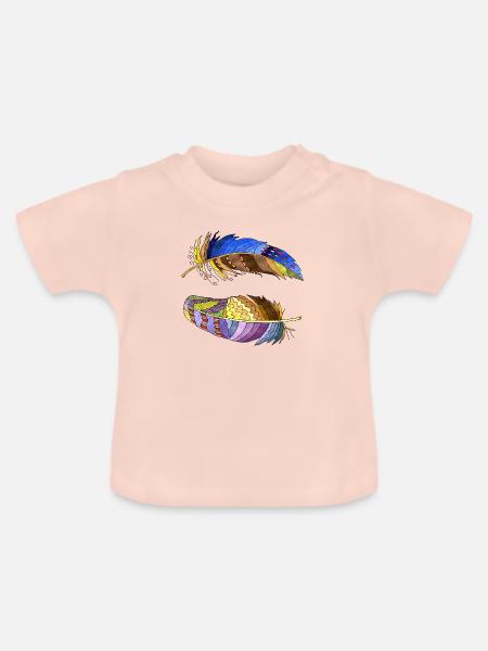 Feder - Baby Bio-T-Shirt mit Rundhals - Kristallrosa