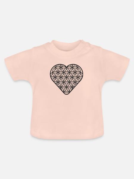 Lebensblume Herz - Baby Bio-T-Shirt mit Rundhals - Kristallrosa