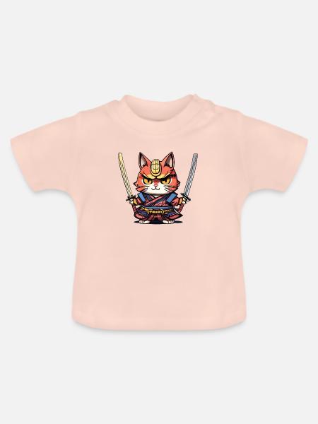 Samurai-Katze #41 - Baby Bio-T-Shirt mit Rundhals - Kristallrosa