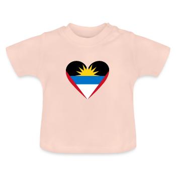 Antigua and Barbuda Heart - Baby Organic T-Shirt with Round Neck - crystal pink - Front