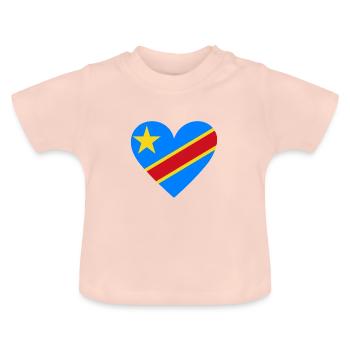Democratic Republic of the Congo Heart - Baby Organic T-Shirt with Round Neck - crystal pink - Front