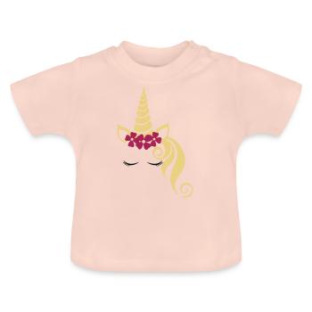 blondes Einhorn - Baby Bio-T-Shirt mit Rundhals - Kristallrosa - Vorne