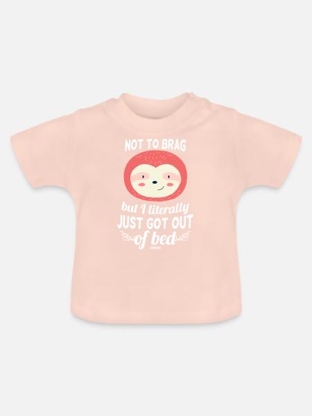 Faultier aus dem Bett - Baby Bio-T-Shirt mit Rundhals - Kristallrosa