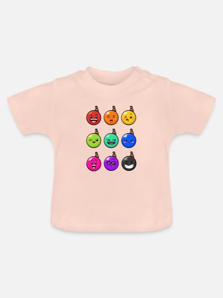 9 Weihnachtskugeln #10/10 Bunt - Baby Bio-T-Shirt mit Rundhals - Kristallrosa
