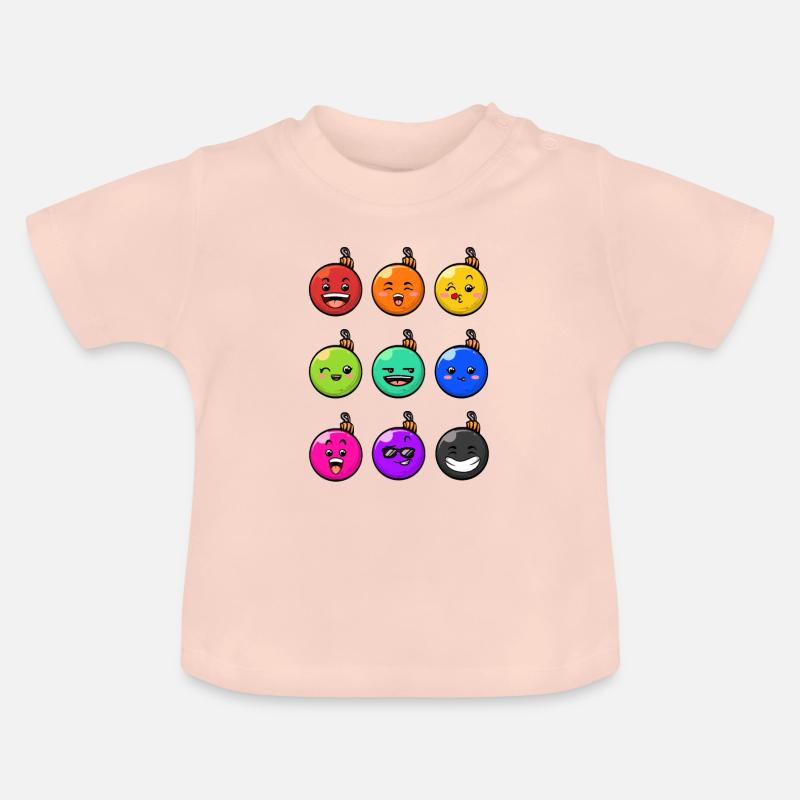 9 Weihnachtskugeln #10/10 Bunt - Baby Bio-T-Shirt mit Rundhals - Kristallrosa