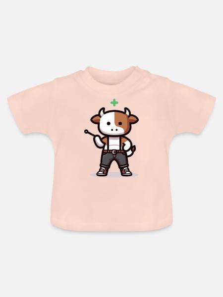 Kuh mit Indikator - Baby Bio-T-Shirt mit Rundhals - Kristallrosa