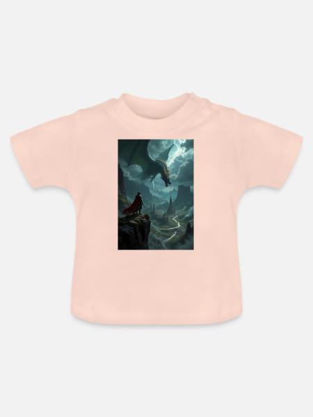 Fantasy-Gemälde, Drache. - Baby Bio-T-Shirt mit Rundhals - Kristallrosa