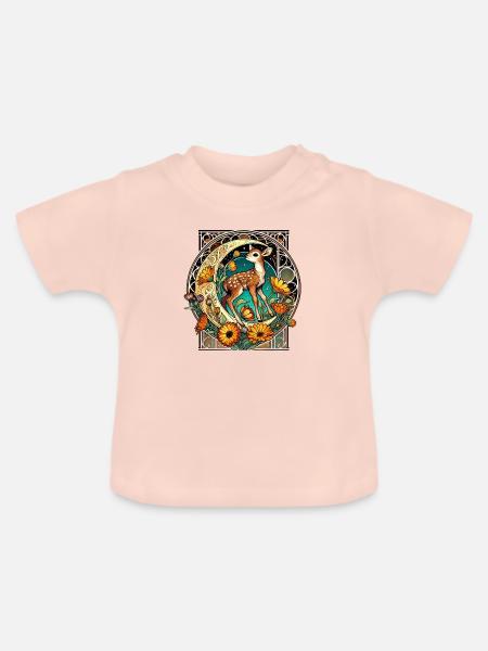 Rehbraun - Baby Bio-T-Shirt mit Rundhals - Kristallrosa