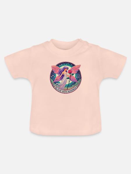 Blühen Sie mit Freundlichkeit - Baby Bio-T-Shirt mit Rundhals - Kristallrosa