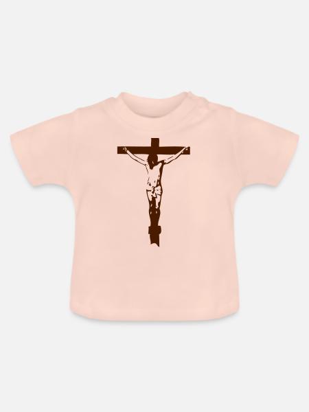 Christus am Kreuz - Baby Bio-T-Shirt mit Rundhals - Kristallrosa