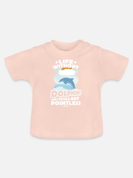 Delfin Delfinschule Säugetier Meer Delfinarium - Baby Bio-T-Shirt mit Rundhals - Kristallrosa