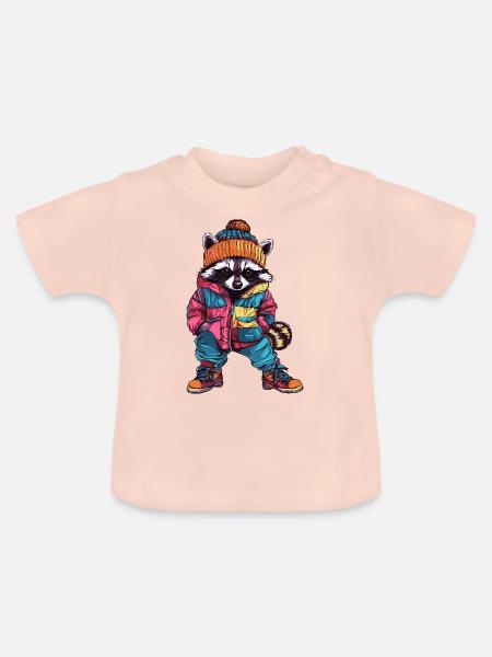 Waschbär Lustig Winter - Baby Bio-T-Shirt mit Rundhals - Kristallrosa