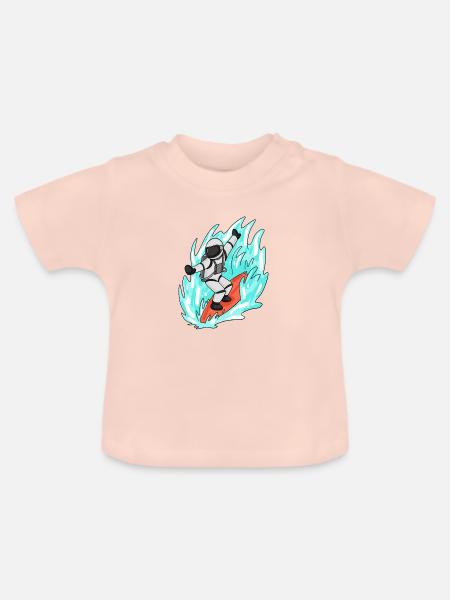Astronaut surfing - Baby Bio-T-Shirt mit Rundhals - Kristallrosa