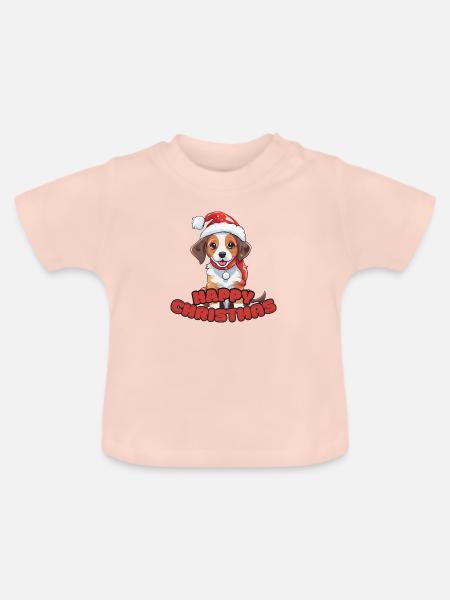Happy Christmas - Baby Bio-T-Shirt mit Rundhals - Kristallrosa