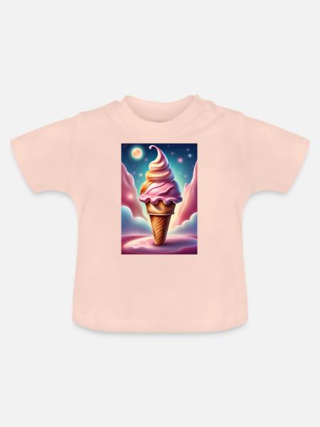 Erdbeer-Waffel - Baby Bio-T-Shirt mit Rundhals - Kristallrosa