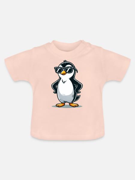pinguin comic - Baby Bio-T-Shirt mit Rundhals - Kristallrosa