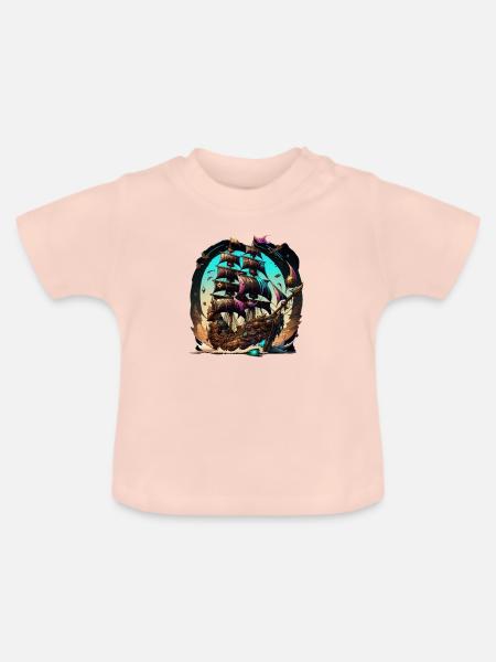 Pirate ship - Baby Bio-T-Shirt mit Rundhals - Kristallrosa