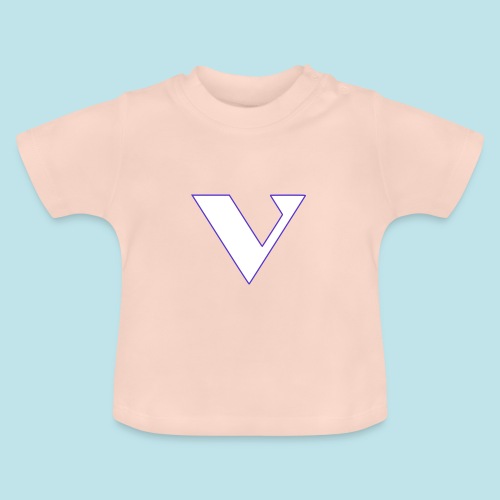 LETRA V BLANCA - Camiseta orgánica para bebé con cuello redondo
