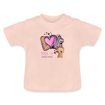 La Saint-Valentin pour une fille - T-shirt bio col rond Bébé - rose cristal - Devant