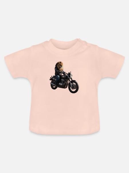 Biker-Löwe - Baby Bio-T-Shirt mit Rundhals - Kristallrosa