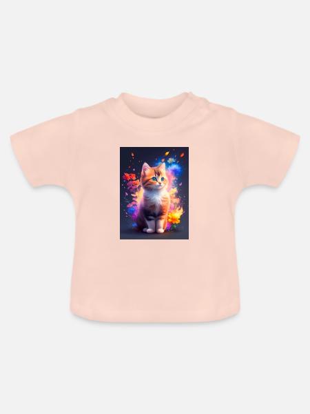 Süßes Kätzchen - Baby Bio-T-Shirt mit Rundhals - Kristallrosa