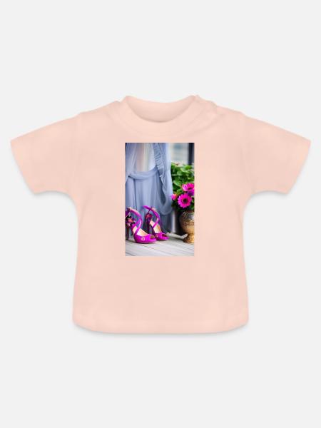 Pink High Heels - Baby Bio-T-Shirt mit Rundhals - Kristallrosa