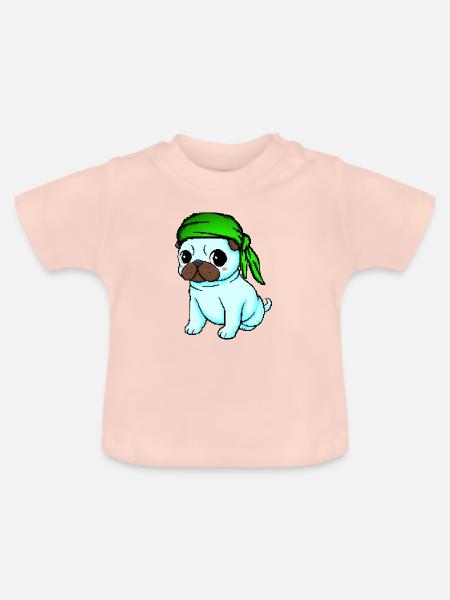 Bandana Mops - Baby Bio-T-Shirt mit Rundhals - Kristallrosa