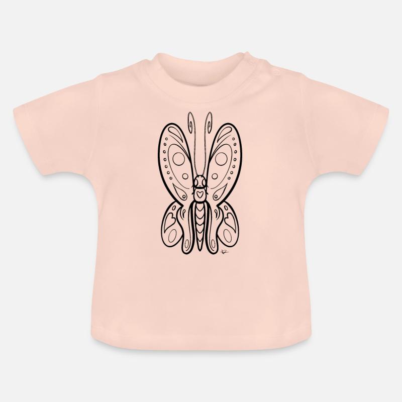 Image de peinture papillon - T-shirt bio col rond Bébé - rose cristal