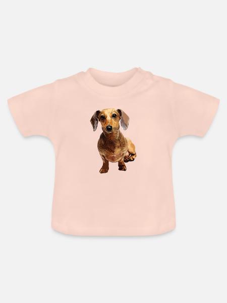 Dackel Teckel Dachshund - Baby Bio-T-Shirt mit Rundhals - Kristallrosa